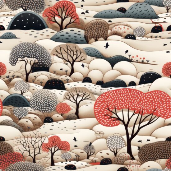 "Serene Zen Pebbles Japanese Woodblock Print" Seamless Pattern