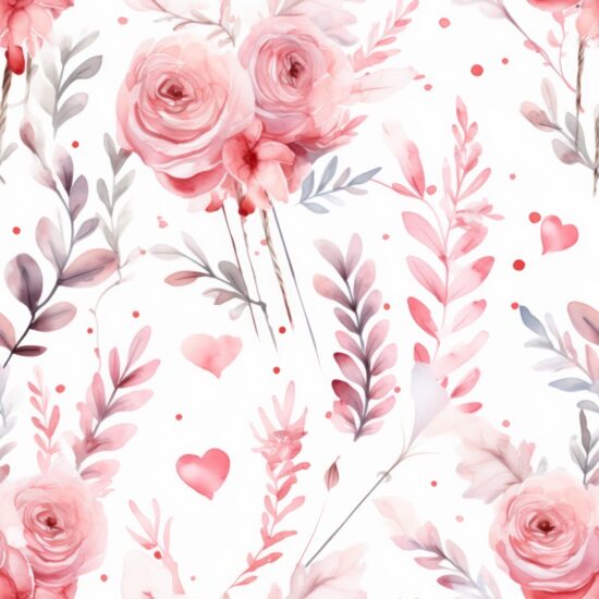 Whimsical Love: Floral Watercolor Arrows Seamless Pattern