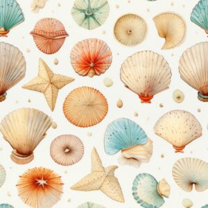 Beach Watercolor Seashell Delight Seamless Pattern