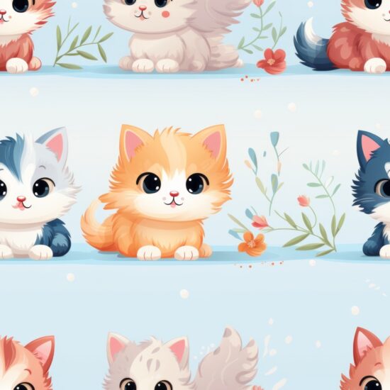 "Whimsical Kitten Delight" Seamless Pattern