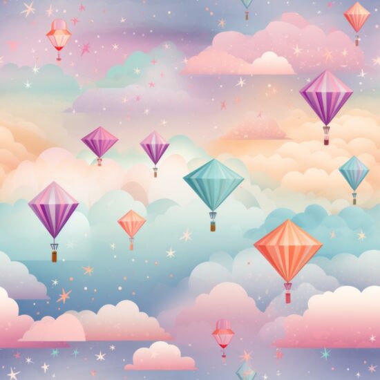 Dreamy Pastel Colorful Kite Design Seamless Pattern