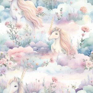 [Whimsical Unicorns in Pastel Dreams] Seamless Pattern