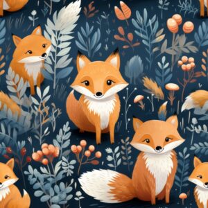 Whimsical Storybook Foxes Seamless Pattern