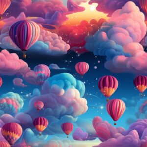Enchanting Airbrushed Hot Air Balloons Seamless Pattern
