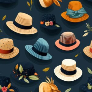 Vintage Illustration Hats: Stylish and Chic Seamless Pattern