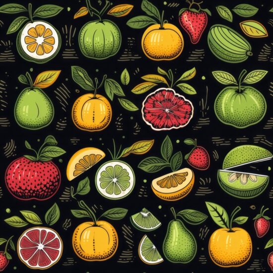 Chalkboard Art Fruit Medley Seamless Pattern