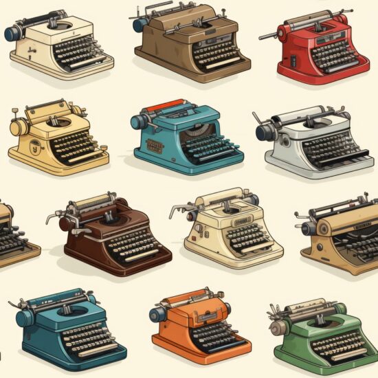 Vintage Typewriter Collage Design Seamless Pattern
