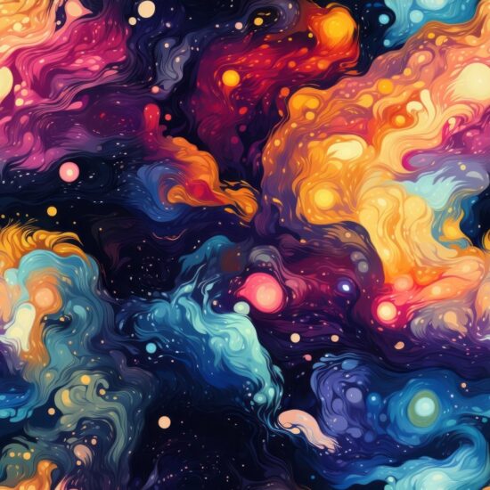 Cosmic Galaxies - Vibrant Psychedelic Delight! Seamless Pattern