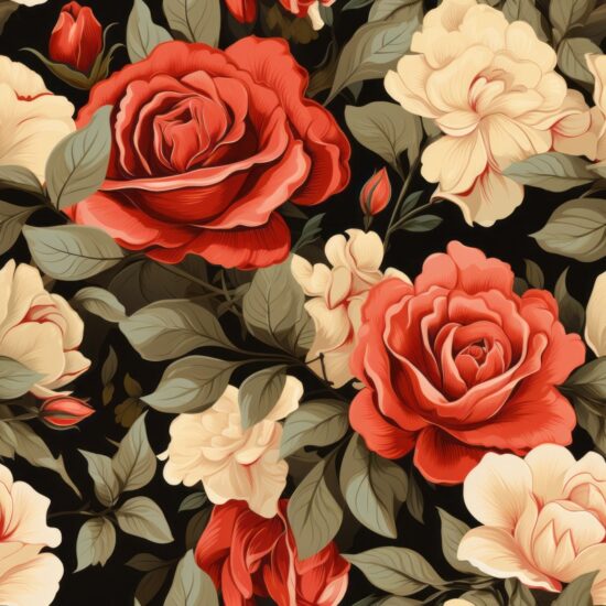 Romantic Vintage Roses Design Seamless Pattern