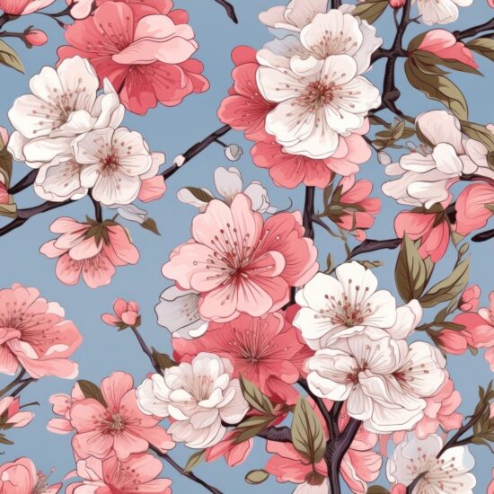 Ethereal Beauty: Blooming Cherry Blossoms Pattern Seamless Pattern