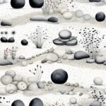 Zen Ink Wash Pebble Gardens Seamless Pattern