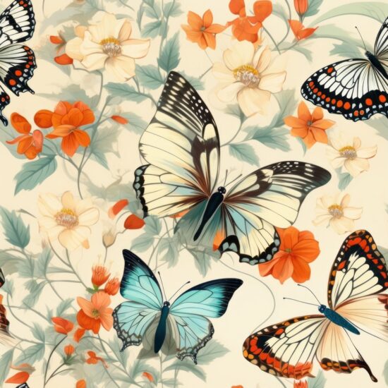Exquisite Butterfly Dream - Japanese-inspired Art Seamless Pattern