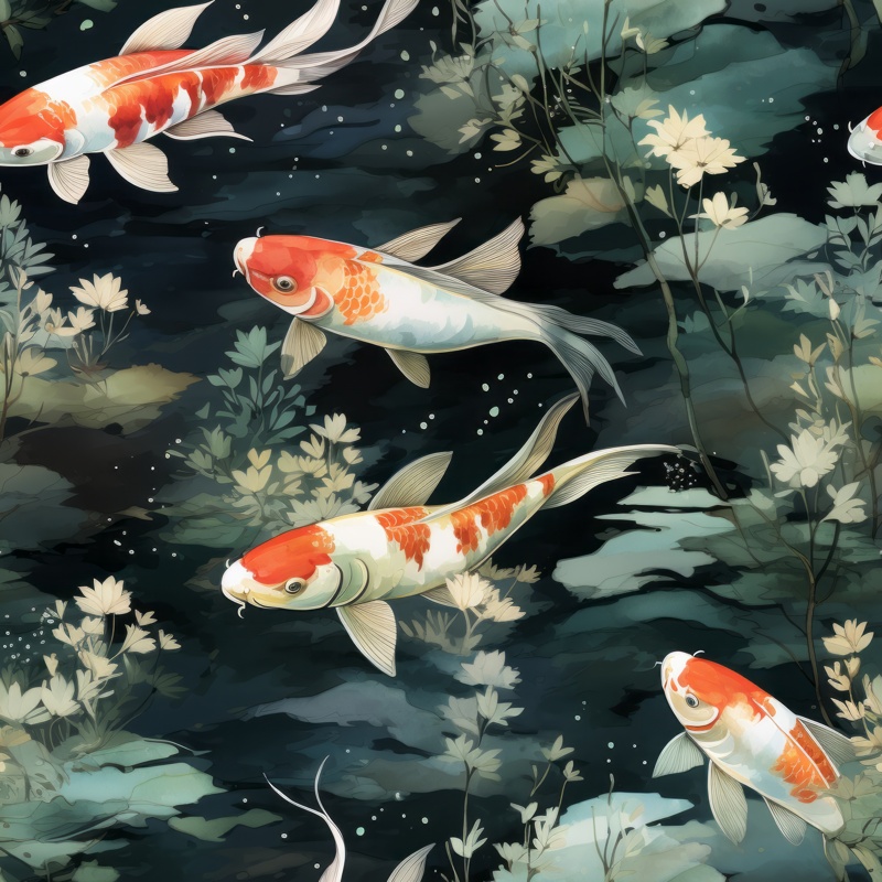Zen Koi Fish Elegance Seamless Pattern
