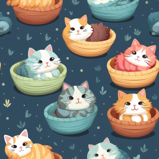 Cozy Cat Beds: Cute Illustration Square Bracelets Seamless Pattern