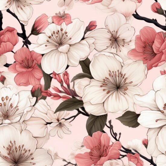 Delicate Cherry Blossom Essence Seamless Pattern