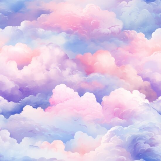 Dreamy Pastel Watercolor Clouds Seamless Pattern