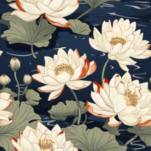Elegant Lotus Blossoms Seamless Pattern
