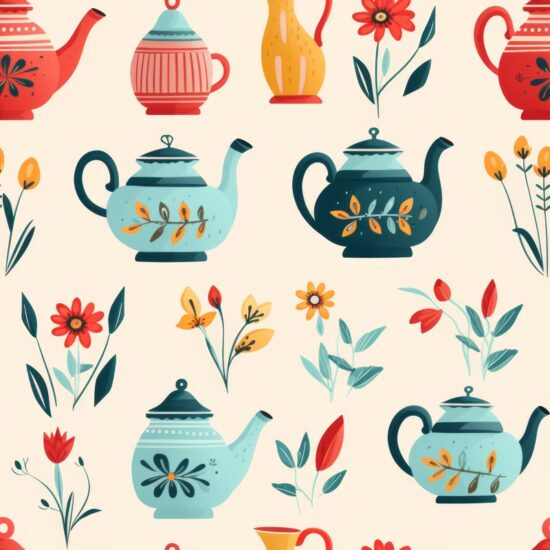 Whimsical Tea Party Delight Pattern Seamless Pattern