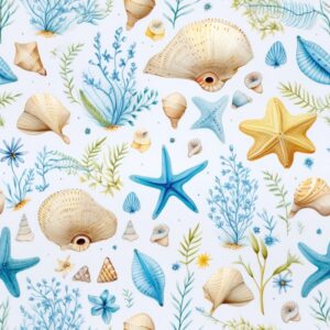 Coastal Seashell Treasures - Artistic Watercolor Design Seamless Pattern