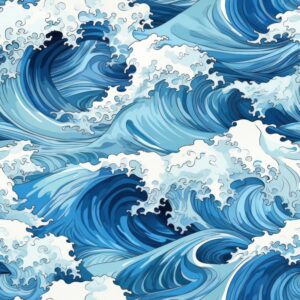 Beach Watercolor Ocean Wave Delight Seamless Pattern