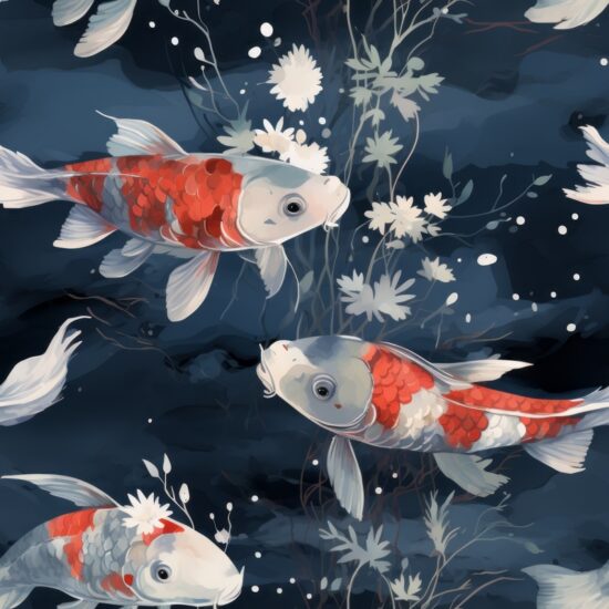 Japanese Koi Fish Zen Ink Pattern Seamless Pattern