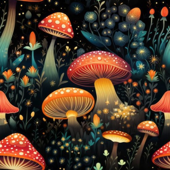 Enchanting Mushroom Wonderland Seamless Pattern