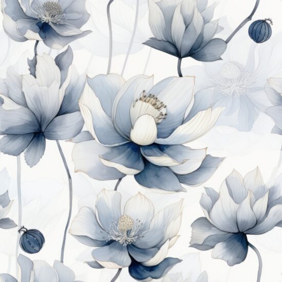 Zen Lotus Bliss Seamless Pattern
