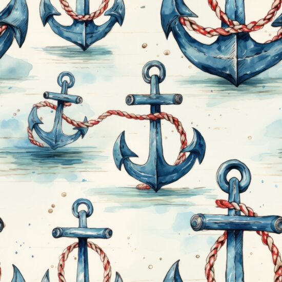 Watercolor Nautical Anchors: Coastal Delights Seamless Pattern