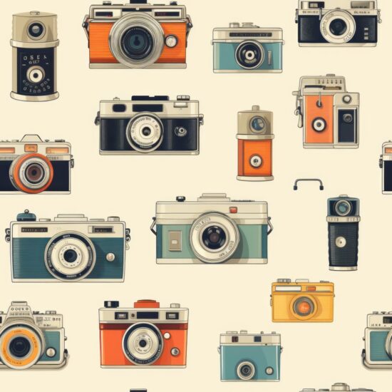 Vintage Cameras Illustrated Pattern Seamless Pattern
