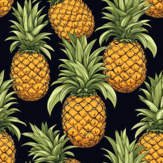 Tropical Yellow Pineapple Delight Seamless Pattern