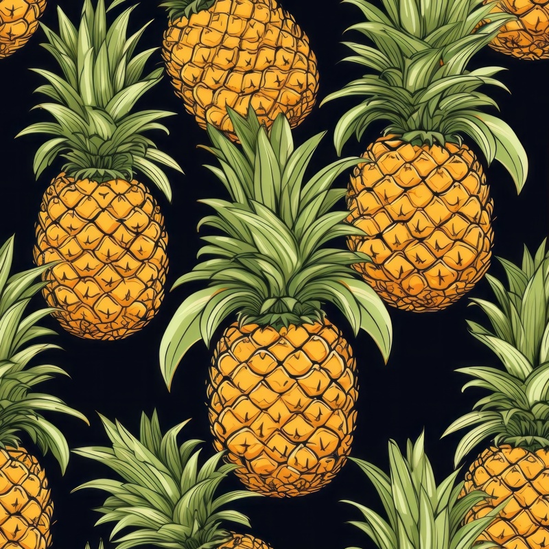 Tropical Yellow Pineapple Delight Seamless Pattern