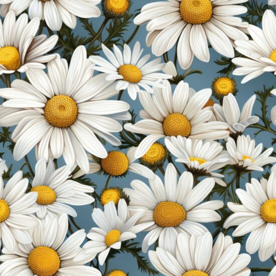 Dazzling Daisies: Blooming Beauty in Pure White Seamless Pattern