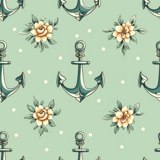 Seafoam Green Anchors: Exquisite Nautical Delight Seamless Pattern