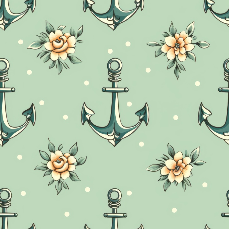 Seafoam Green Anchors: Exquisite Nautical Delight Seamless Pattern