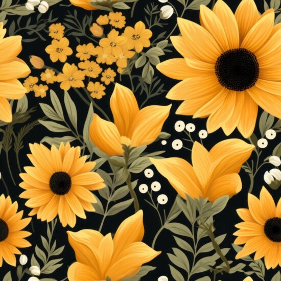 Sunny Yellow Flower Delight Seamless Pattern