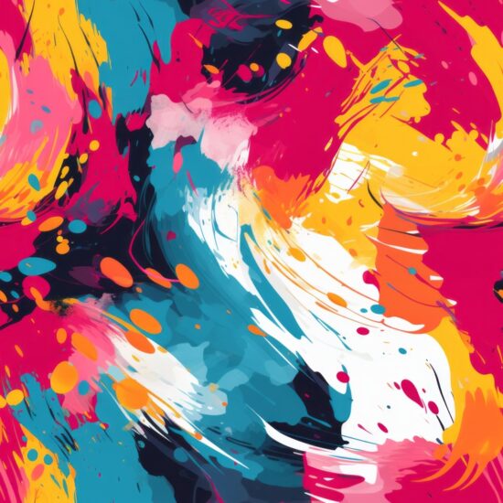 Abstract Brush Strokes - Bold Color Palette Seamless Pattern