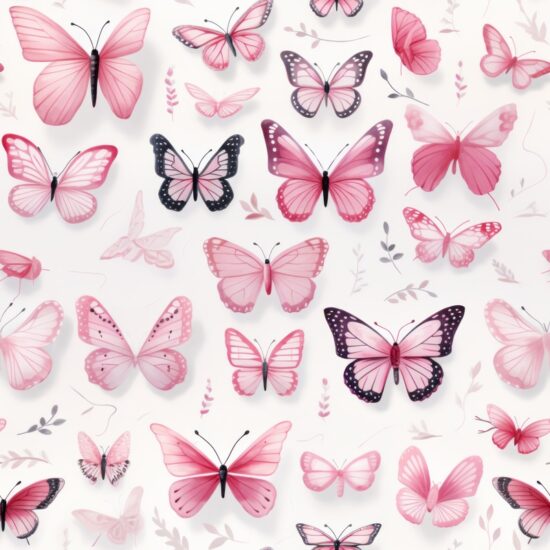 Pastel Pink Butterfly Delight Seamless Pattern