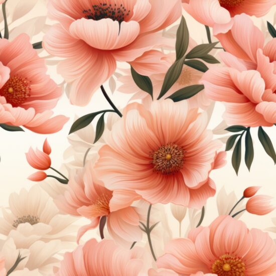 Dreamy Peach Flowers Pattern Seamless Pattern
