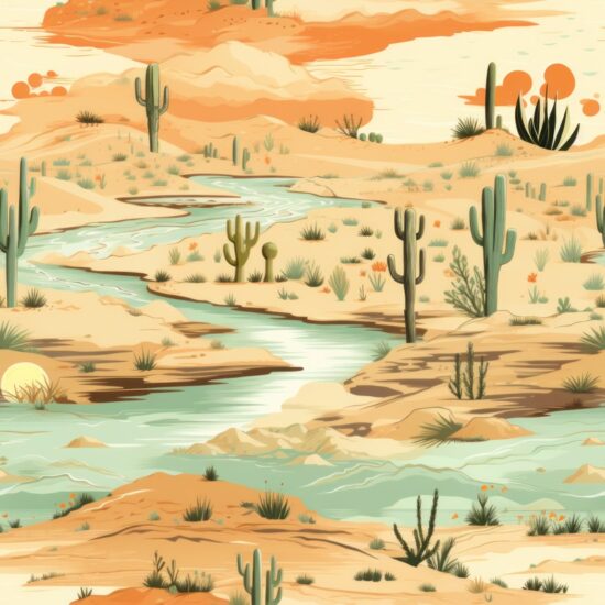 Sage Green Desert Sunsets - Digital Design Seamless Pattern