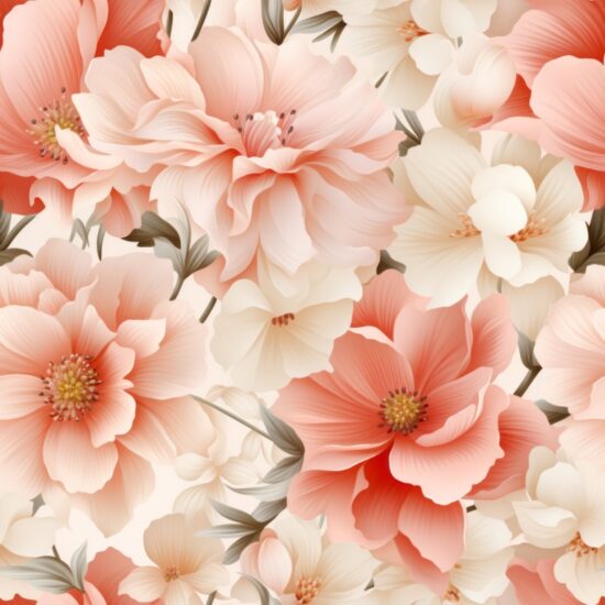 Dreamy Peach Flower Delight Seamless Pattern