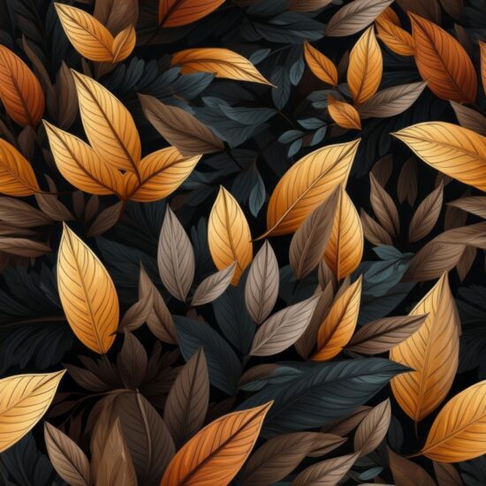 Earthy Brown Leaf Design Seamless Pattern