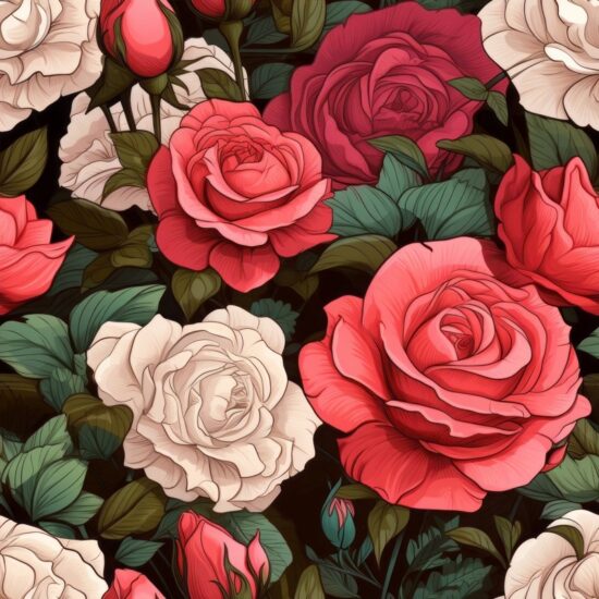 Victorian Rose Delight Seamless Pattern