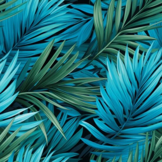 Tropical Teal Palm Leaves Pattern Seamless Pattern