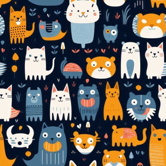 Playful Animal Delight Seamless Pattern