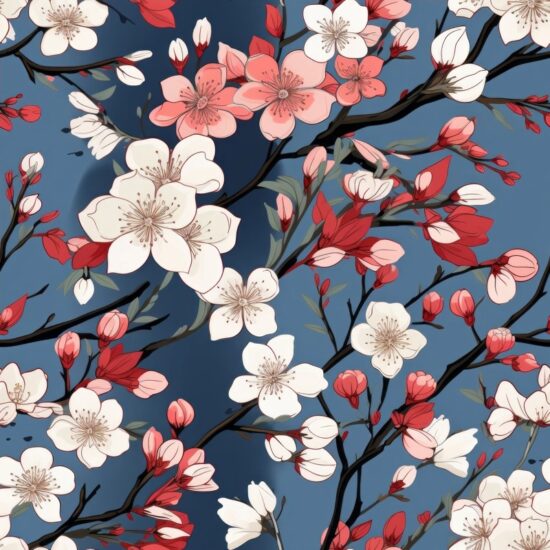 Delicate Sakura Blossoms Pattern Seamless Pattern