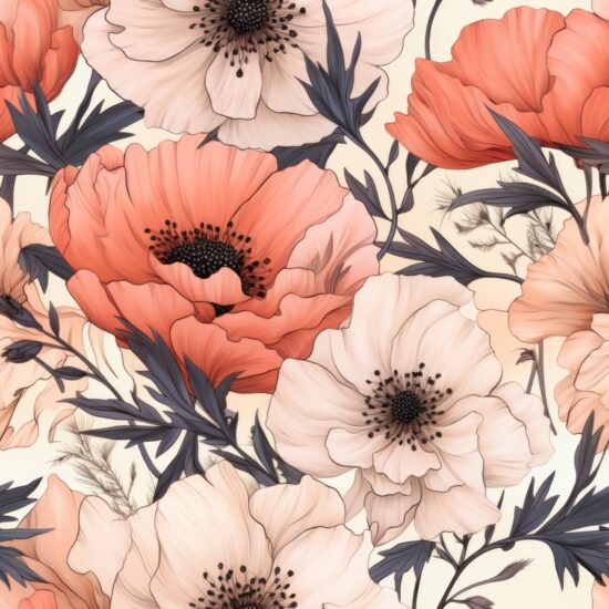 Dreamy Peach Floral Delight Seamless Pattern