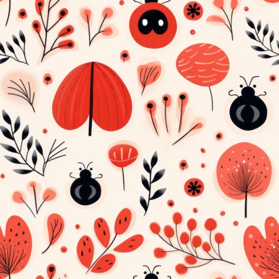 Playful Red Ladybugs Pattern Seamless Pattern