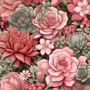 Dusty Pink Succulent Oasis Seamless Pattern