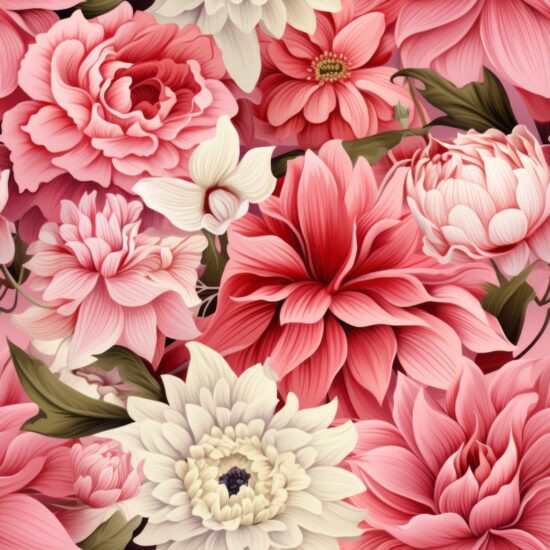 Pastel Pink Floral Delight Seamless Pattern
