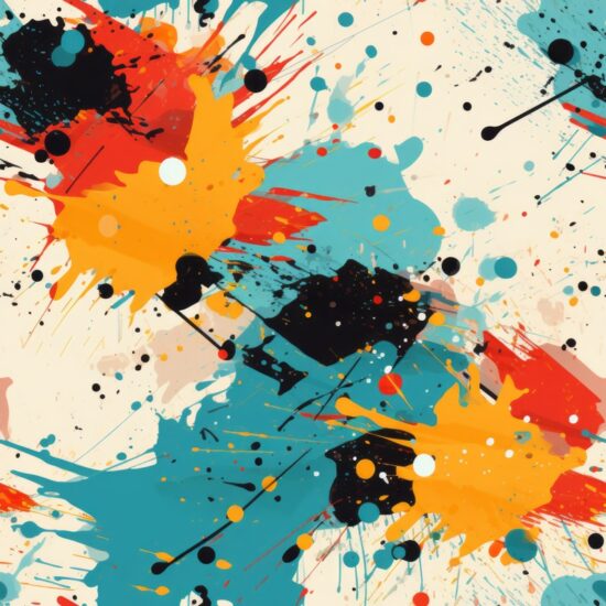 Colorful Abstract Paint Splatters Seamless Pattern